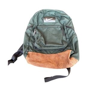 Vintage Nike Suede Leather Bottom‎ Swoosh Green Backpack